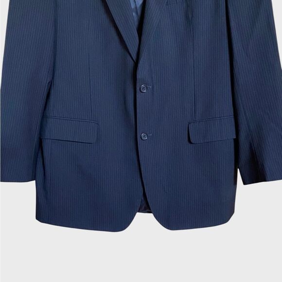 Jos. A. Bank Two Button Wool Blazer Sport Coat Men's Size 44L Navy Pin Stripes - Picture 6 of 14